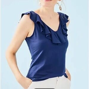 Lilly Pulitzer  Navy Alessa Ruffle Sleeveless Top